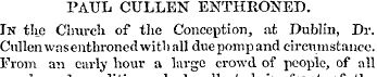 PAUL CULLEN ENTHRONED. In the Church of ...