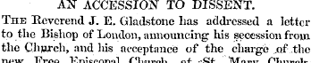 AN ACCESSION TO DISSENT. The Reverend J....