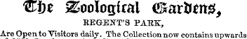 Wbz ^oologfral ^artortg, REGENT'S PARK, ...