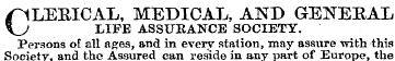 CLERI CAL, MEDICAL, AND GENERAL LIFE ASS...