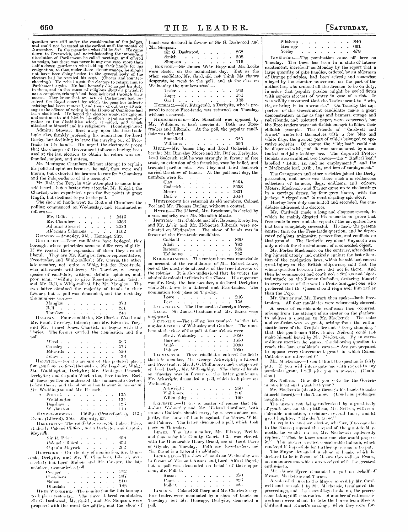 Leader (1850-1860): jS F Y, Country edition - The General Election. The Notes Of Prepa...