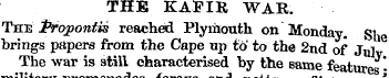 THK KAFIR WAR The Propontis reached Plym...