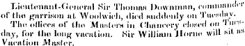 Tiicutenant-General Sir Thomas Downniun,...