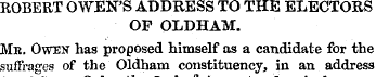 ROBERT OWEN'S ADDRESS TO THE ELECTORS OF...