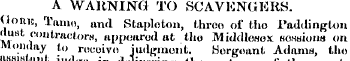 A WARNING TO SCAVENGERS, (loan, Tamo, an...