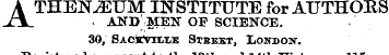 ATHENAEUM INSTITUTE for AUTHORS. ANDMEN ...