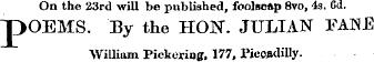 On the 23rd will be published, foolscap ...