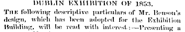 DUNLIN EXHIMTION" OF 1853. TllK followin...