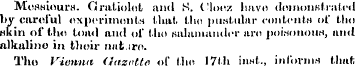 Messieurs. Gratiolet and S. Cloez have d...