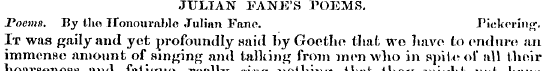 JULIAN FANJS'S POEMS. Poems. By tho Hono...