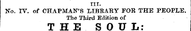III. No. IV. of CHAPMAN'S LIBRARY FOR TH...