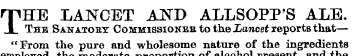 THE LANCET AND ALLSOPP'S ALE. The Sanato...