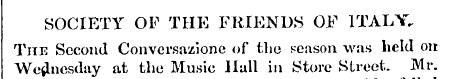 SOCIETY OF THE FRIENDS OF ITALY, The Sec...