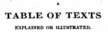 JL TABLE OF TEXTS EXPLAINED OR ILLUSTRATED.