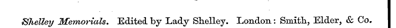 Shelley Memorials, Edited by Lady Shelle...