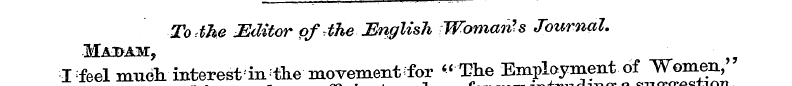 ¦Totthe Editor of the Mriglish Woman's J...
