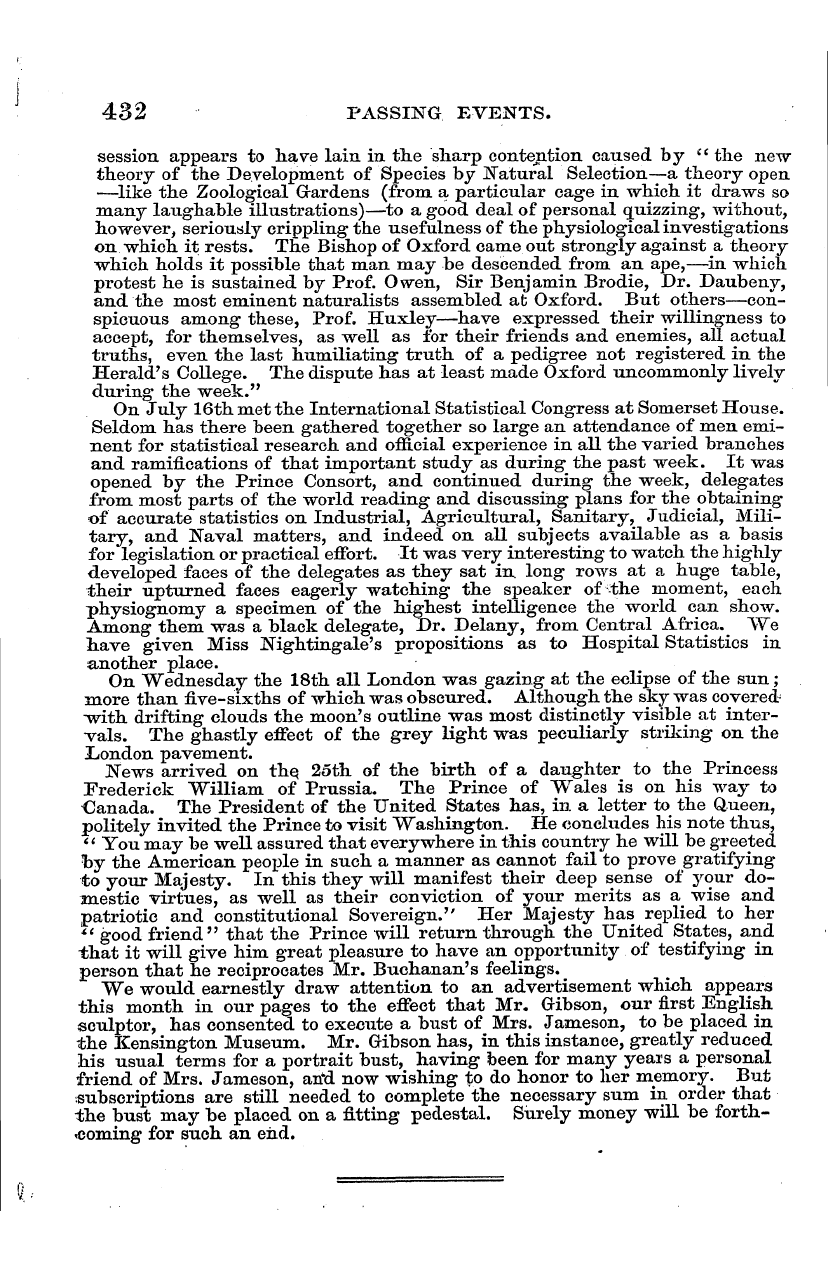 English Woman’s Journal (1858-1864): F Y, 1st edition - 432 - Passing, Events.