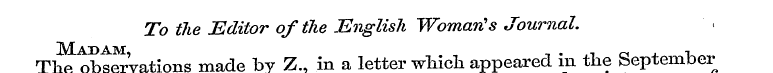 To the Editor of the English Woman's Jou...