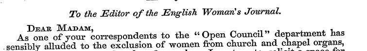 To the Editor of the English Woman?s Jou...