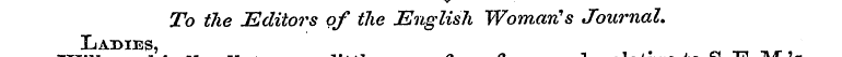 To the Editors of the English Woman 1 s ...