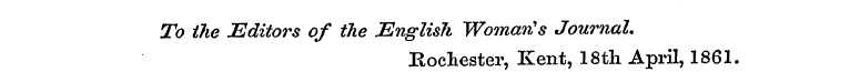 To the Mditors of the English Woman's Jo...