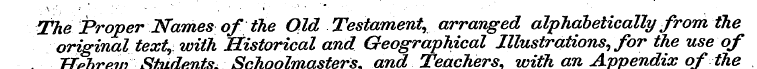 The ori Hebrew Proper ginal tex S Names ...