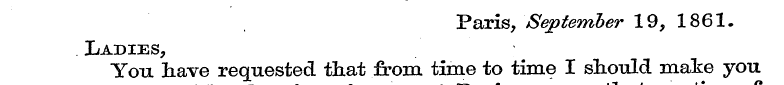 Paris, September 19, 1861. Ladies You , ...