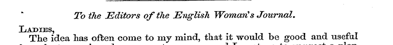 To the Editors of the Englisli Womarts J...