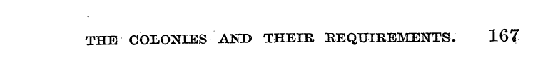 THE COLONIES AND THEIR REQUIREMENTS. 167