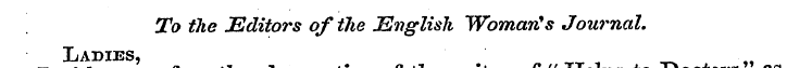 To the Editors of the Miiglish Woman's J...