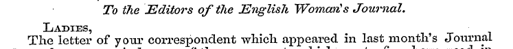 To the Editors of the English Womaji's J...