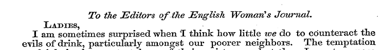 To the Editors of the English "Woman*s J...