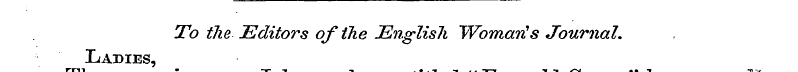 To the Editors of the JEng-lish Woman's ...