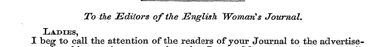 To the Editors of the English WomarCs Jo...
