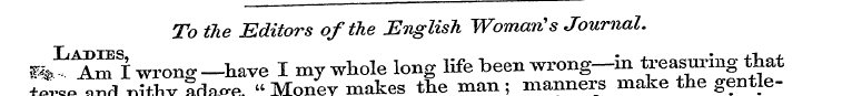 To the Editors of the English 'Woman' 1 ...