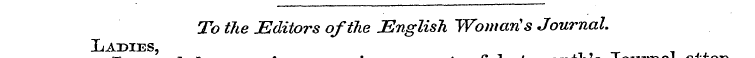 To the Editors qftlie English Woman's Jo...