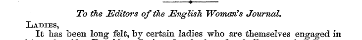 « To the Editors of the English Woman's ...