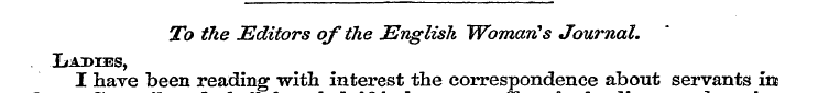 To the Editors of the English Woman's Jo...