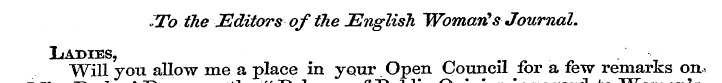 *Th the Editors of the English WomarCs J...