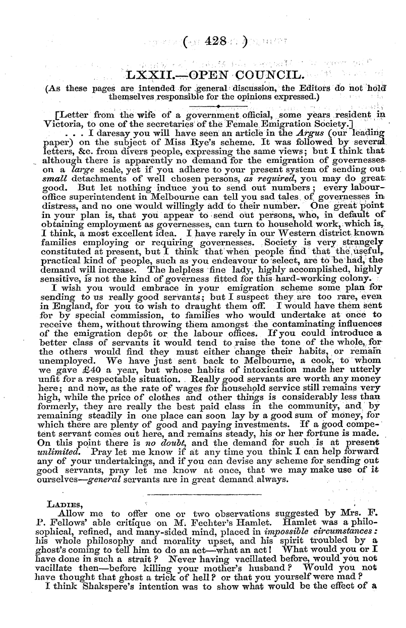 English Woman’s Journal (1858-1864): F Y, 1st edition - Ladies Allow , Me To Offer One Or Two Ob...