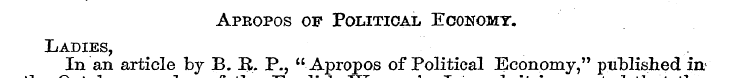Apropos of Political Economy. Ladies In ...