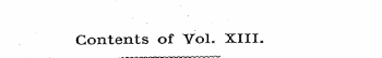 Contents of Vol. XIII.