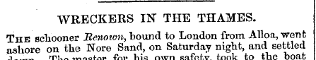 WRECKERS IN THE THAMES. The schooner Hen...