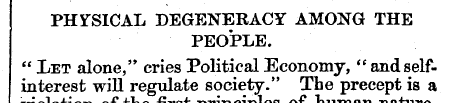PHYSICAL DEGENERACY AMONG THE PEOPLE. " ...