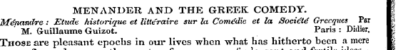 MENANDER AND THE GREEK COMEDY, Afenandre...