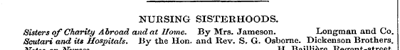 r NURSING SISTERHOODS. Sisters of Charit...