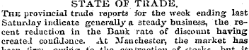 STATE OF TRADE. The provincial trudei re...