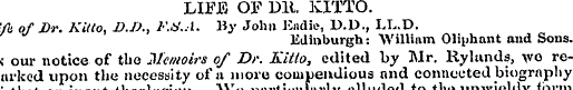 LIFE OF Dli. KITTO. \Jh of Dr. Kl/to, D....