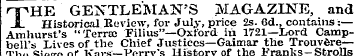 THE GENTLEMAN'S MAGAZINE, and Historical...
