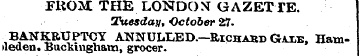 FROM; THE LONDO M GAZETTE. Tuesday, Octo...